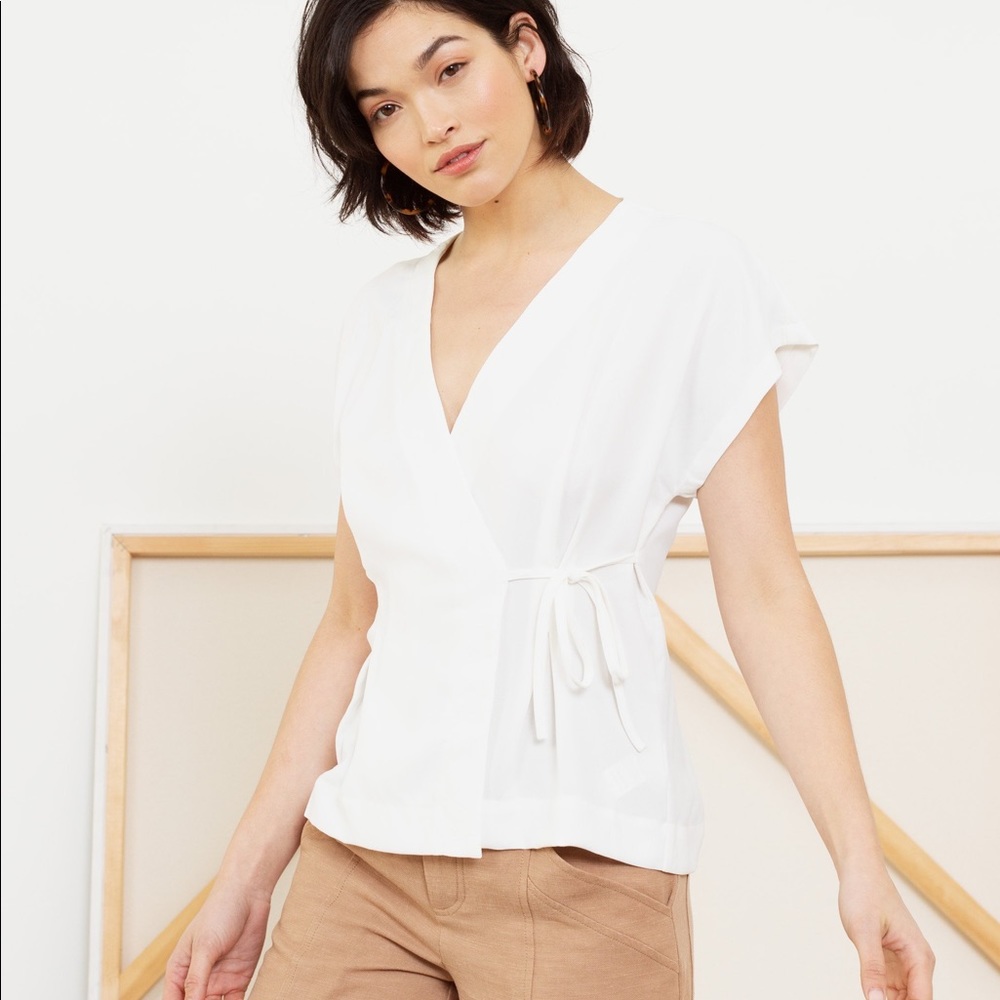 Small V-Neck Modern Citizen White Blouse